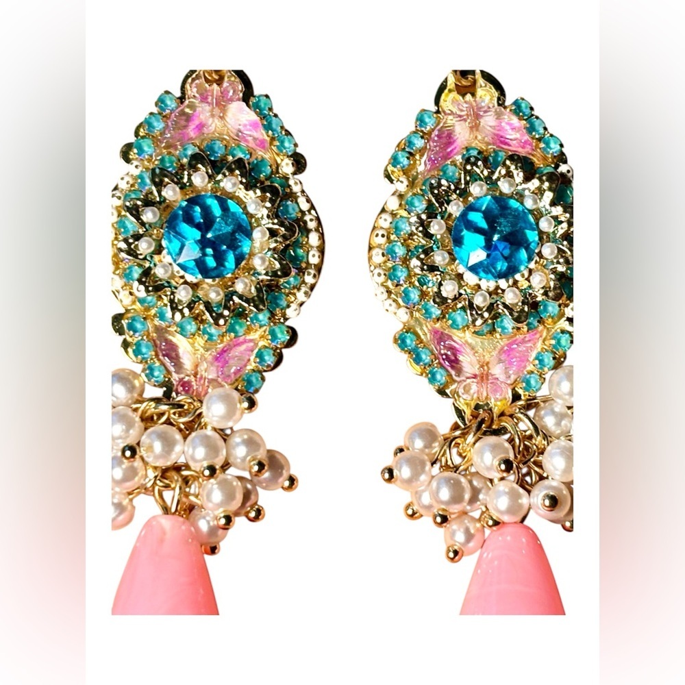 Elegant Butterfly Floral Tassel Statement Earrings – Soft Girl Luxury Style - Picture 2 of 7
